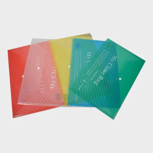 Foolscap  Clear File Folder with snap button  (12pcs/bag)