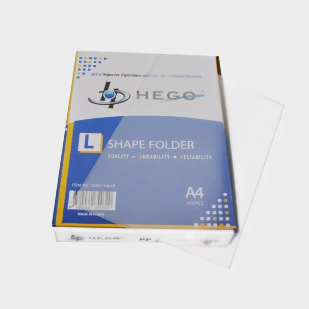 A4 L shape file folder 180 mic(box of 100 pcs)